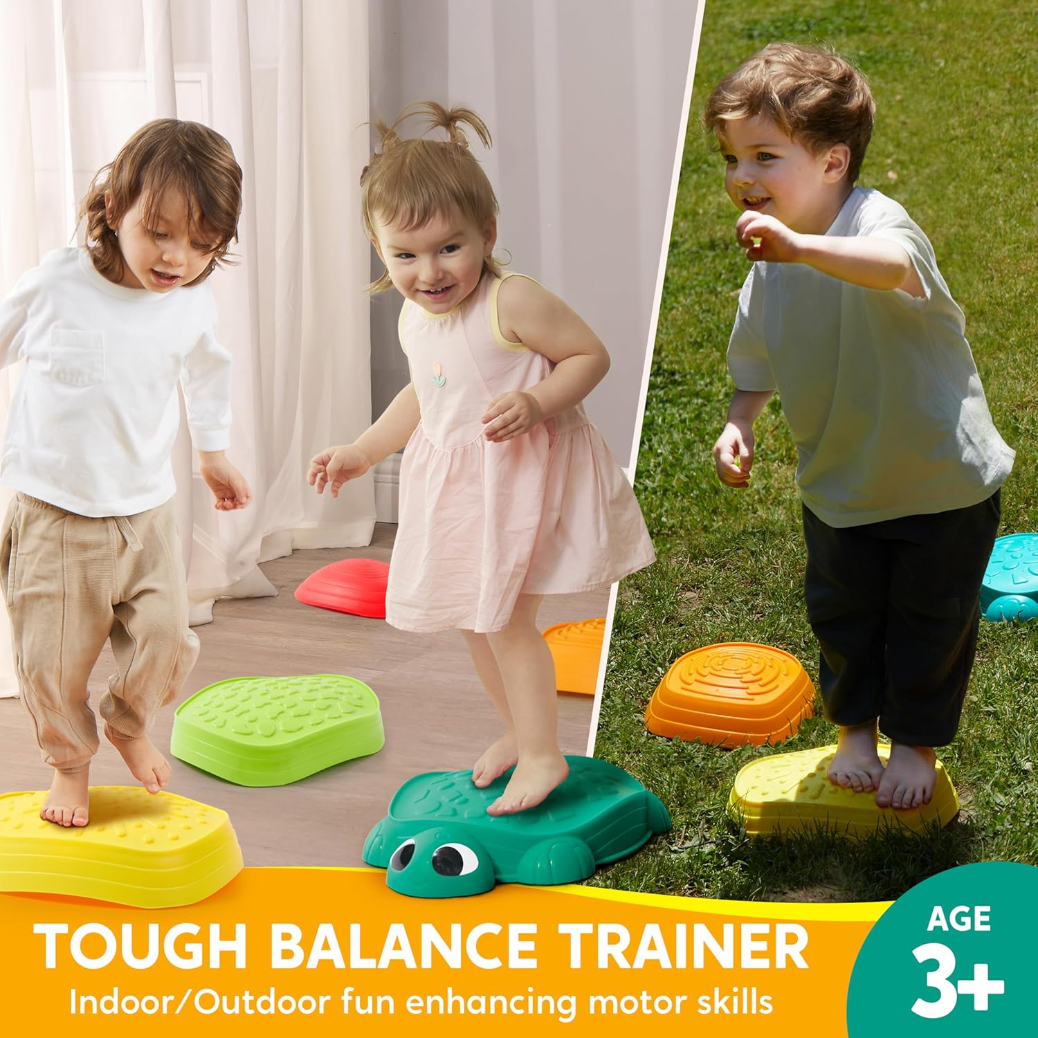 JOYIN 5 Pcs Turtle Balance Stepping Stones, Kids Turtle Path Jumping S