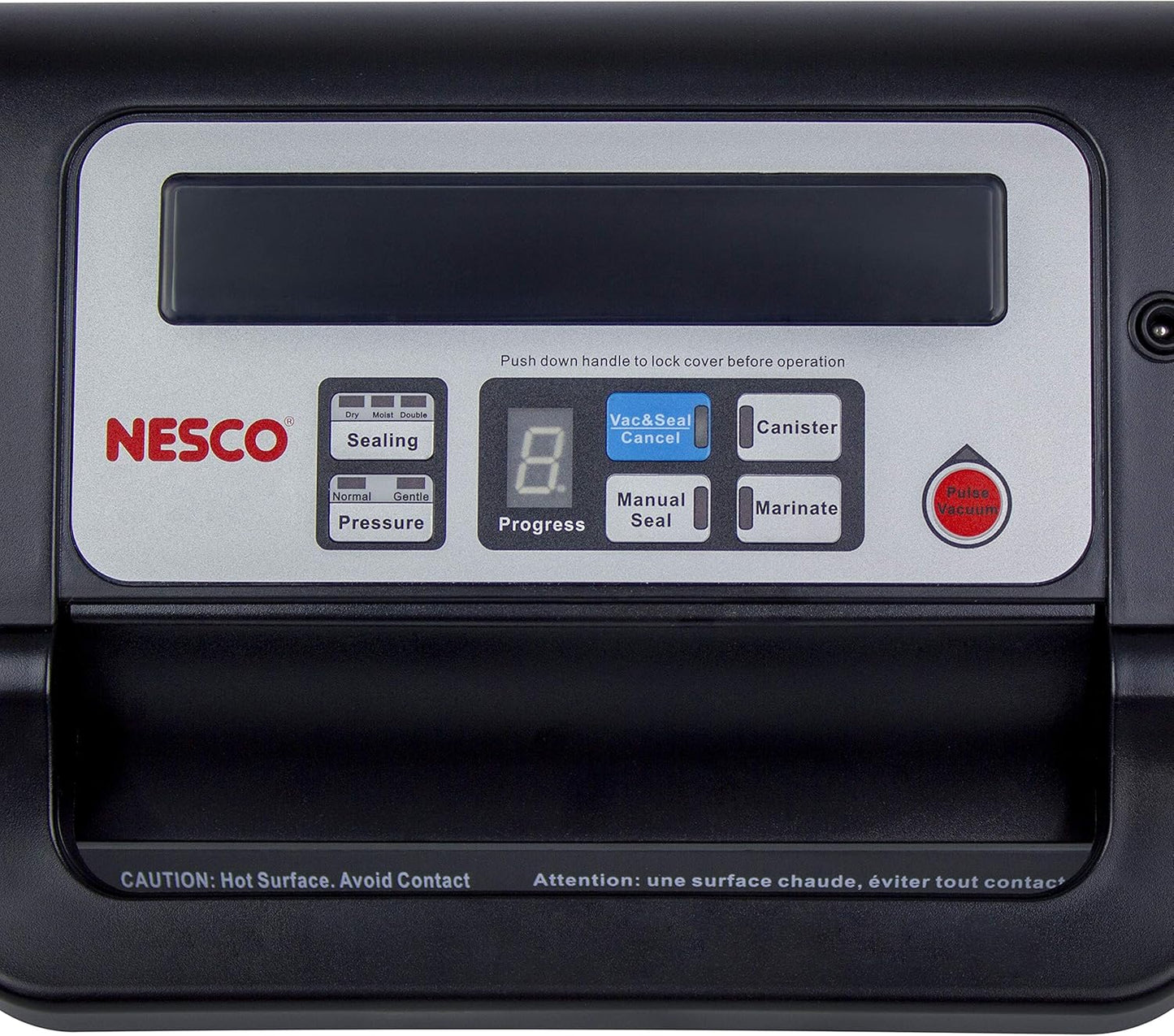 Nesco Deluxe Food VS-12 Vacuum Sealer, 130 Watts, Kit Bags & Viewing Lid, Compact, Silver