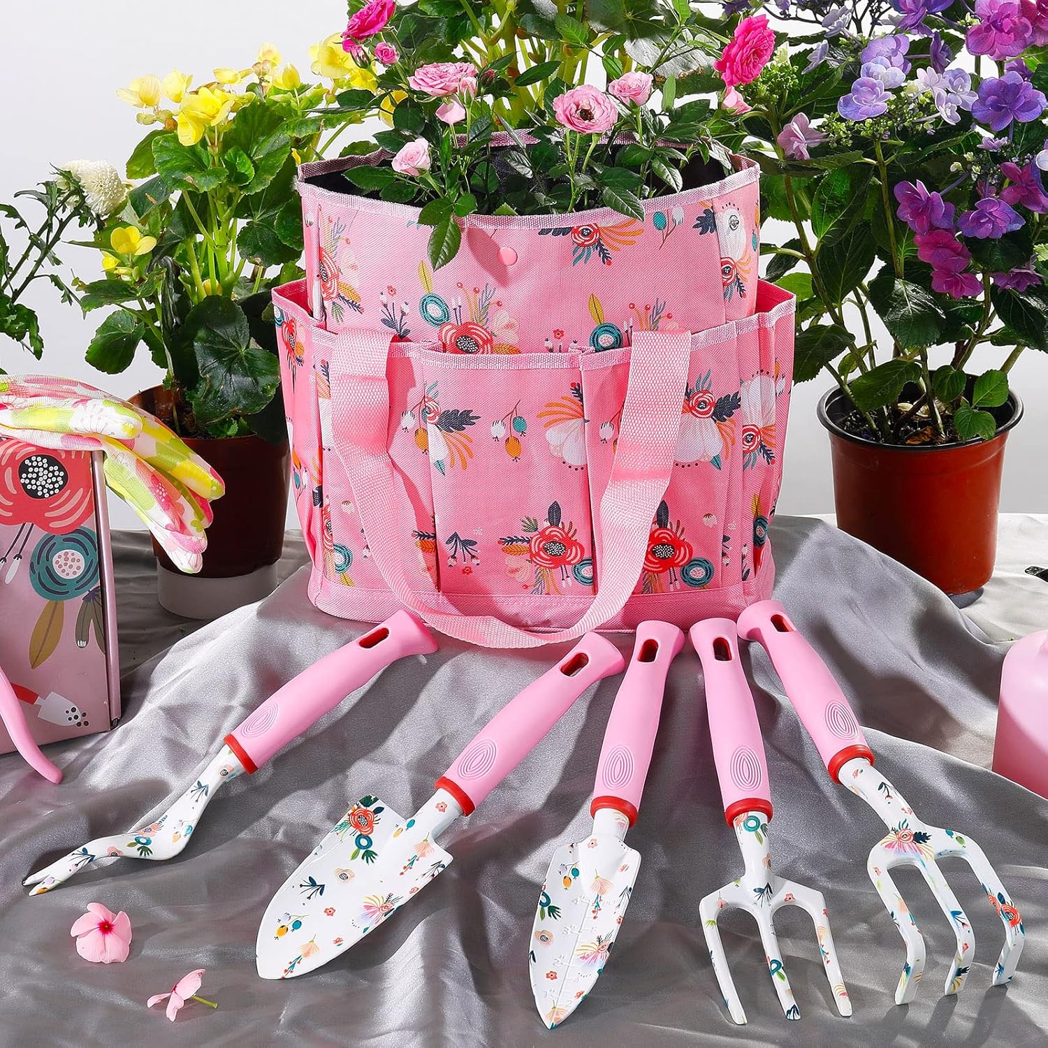 Floral Garden Tools Set,Heavy Duty Gardening Tools for Gardener,Garden