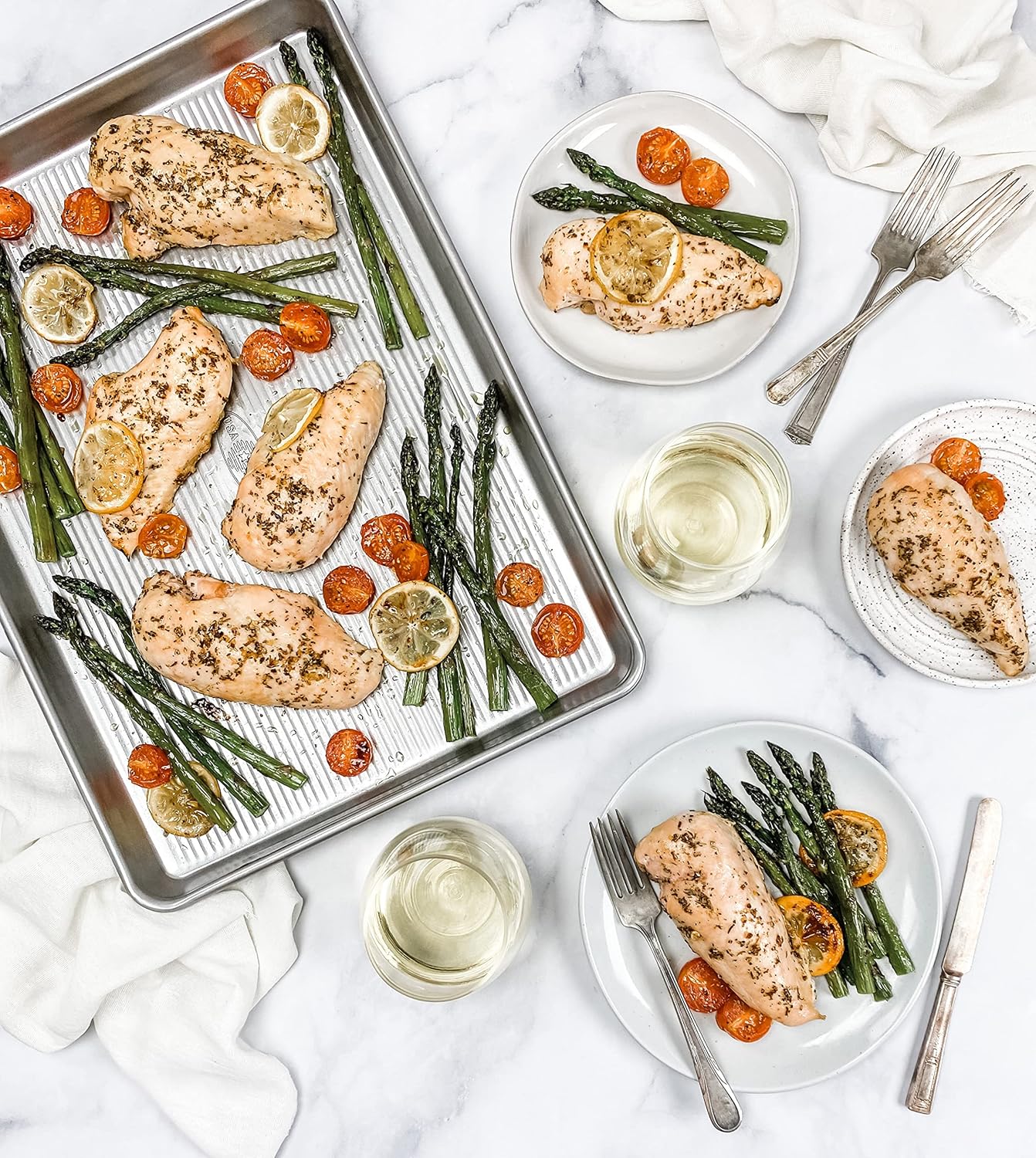 USA Pan Bakeware Half Sheet Pan, Set of 2 Baking Sheets, Aluminized St