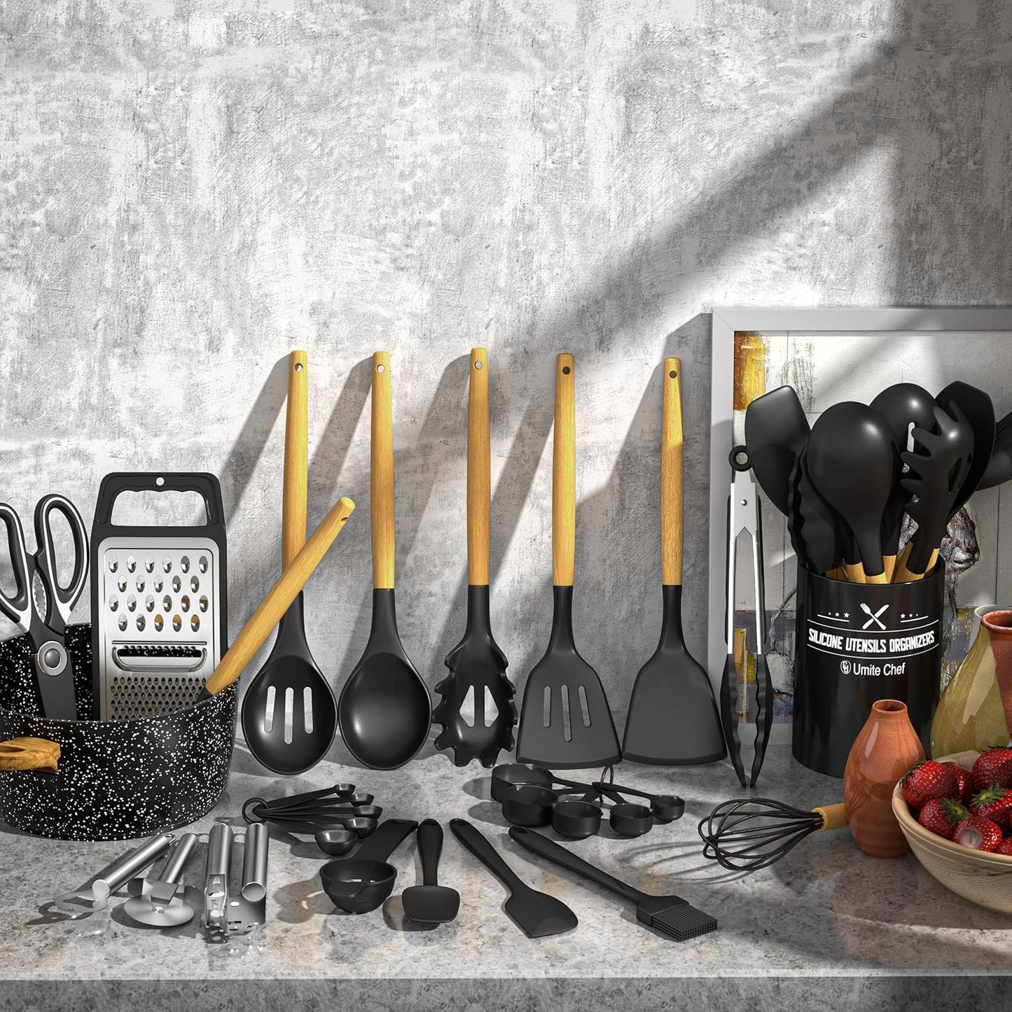 Kitchen Utensils Set- 34PCS Silicone Cooking Utensil with Holder, Umit