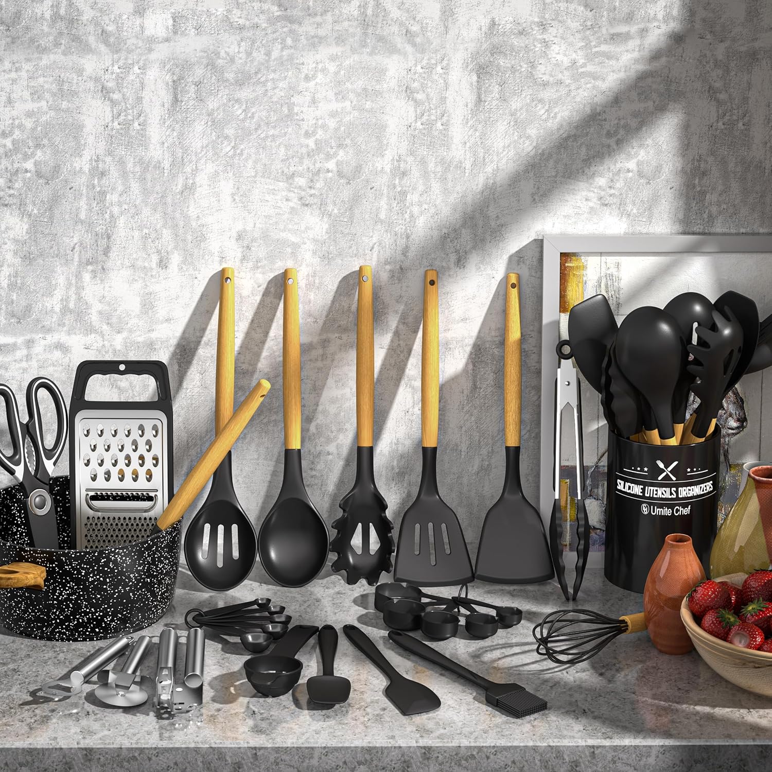 Kitchen Utensils Set- 34PCS Silicone Cooking Utensil with Holder, Umit