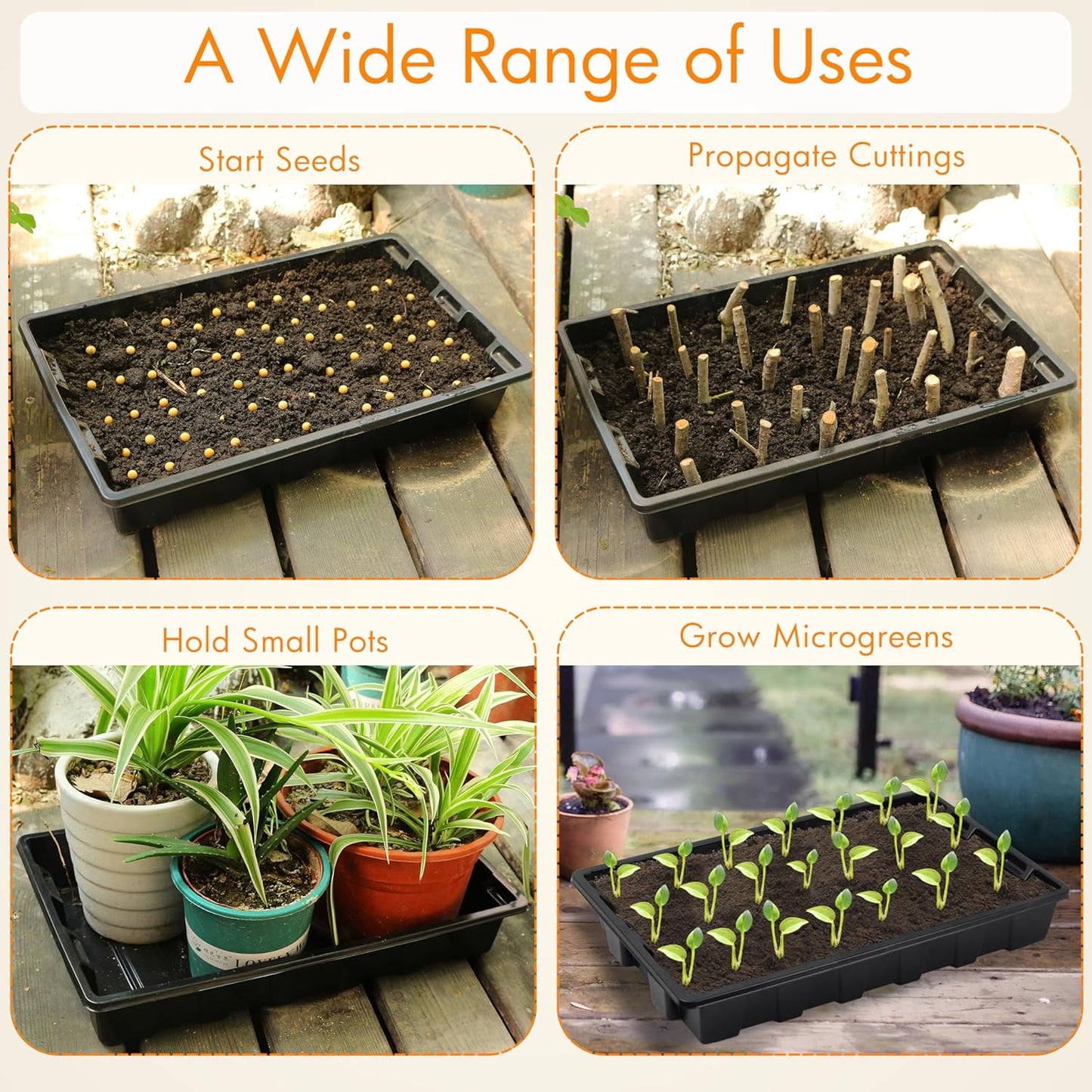 Gardzen 10 Pack Seed Trays, Reusable Plant Grow Trays, Ideal for Seed 