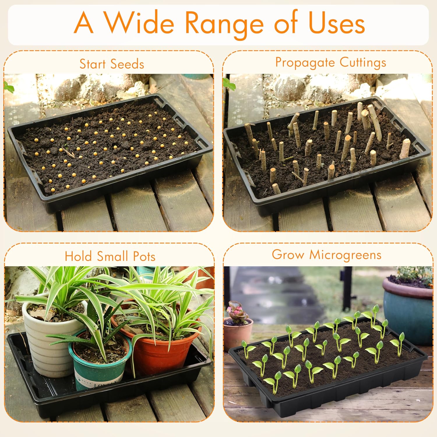 Gardzen 10 Pack Seed Trays, Reusable Plant Grow Trays, Ideal for Seed 
