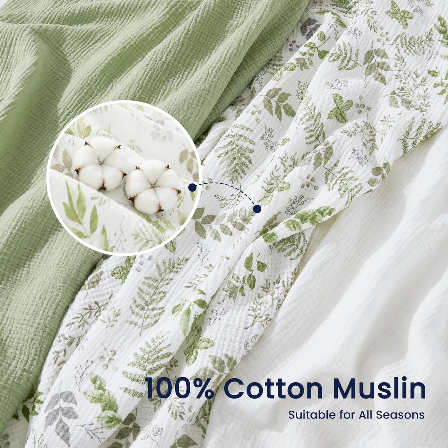 EXQ Home Muslin Swaddle Blankets for Baby, 3 Pack Cotton Breathable So