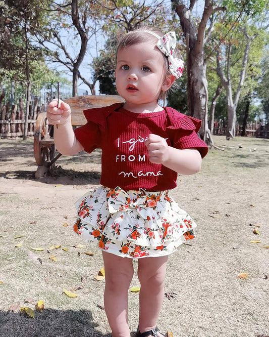 Mioglrie Newborn Infant Baby Girl Clothes Romper Shorts Set Floral Sum