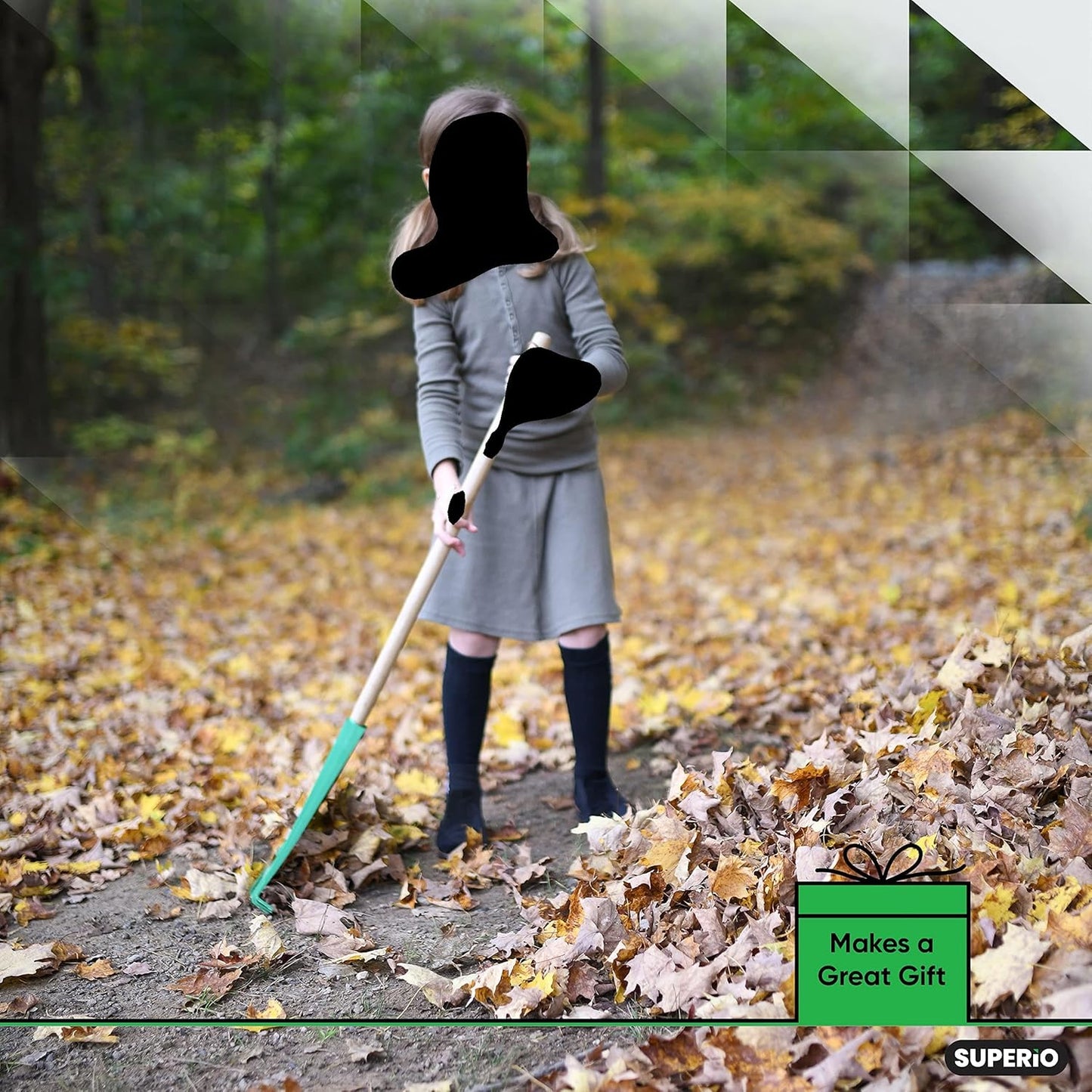 Superio Kids Rake with Hardwood Handle, Gardening and Lawn Care Tools 