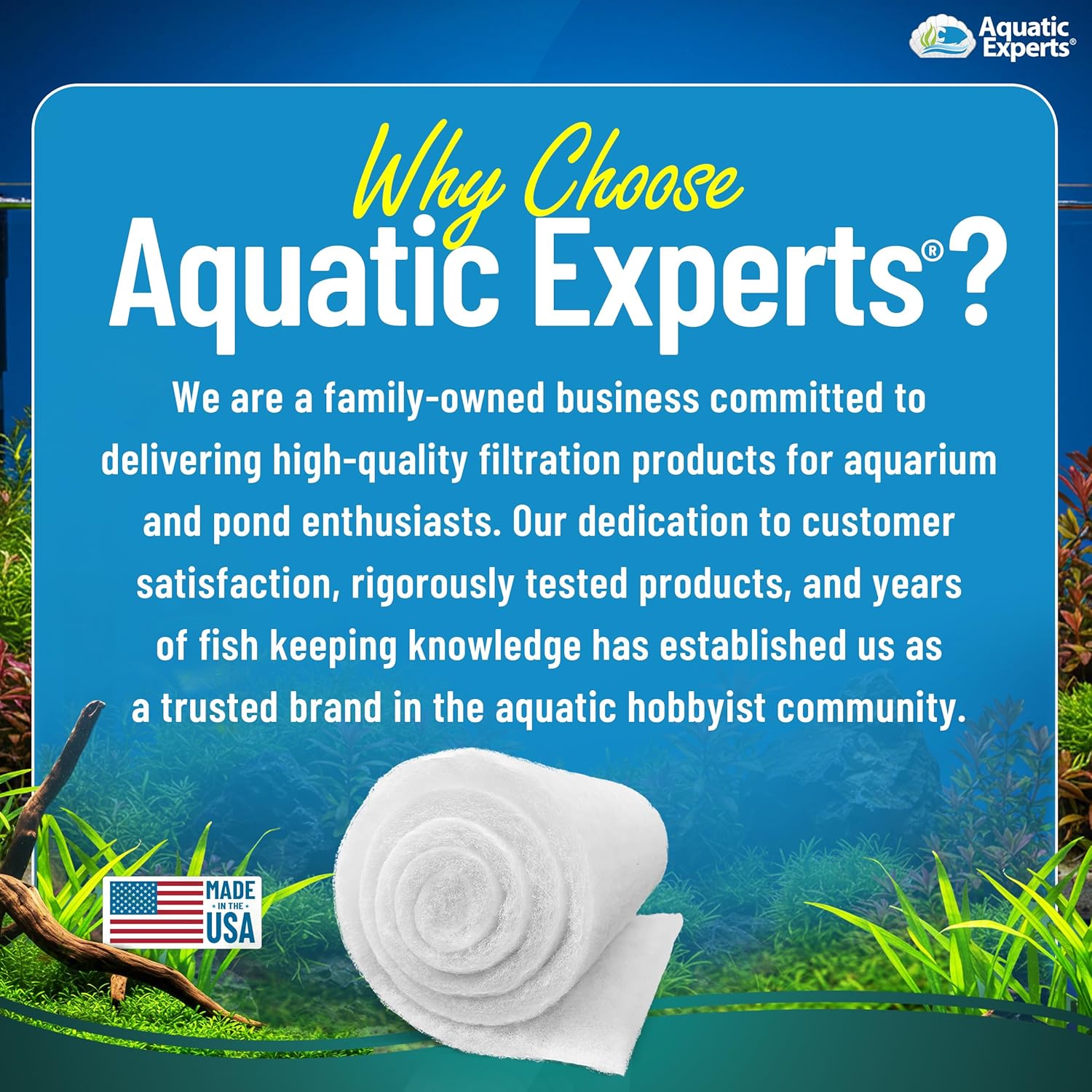 Aquatic Experts Aquarium Filter Floss for Fish Tank Filters - FilterFi