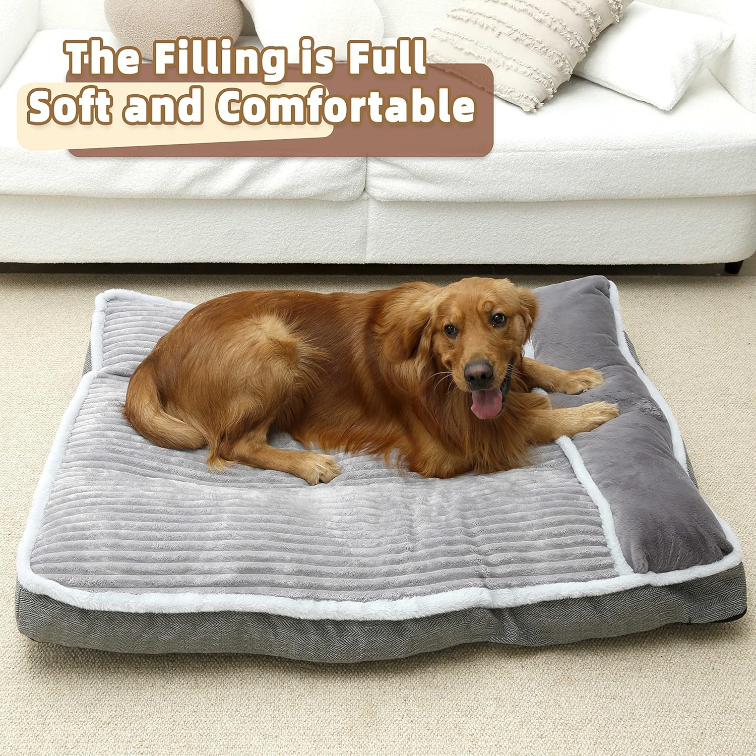 WINDRACING Large Dog Bed with Pillow for Crate Kennel, Sofa Dog Bed, S