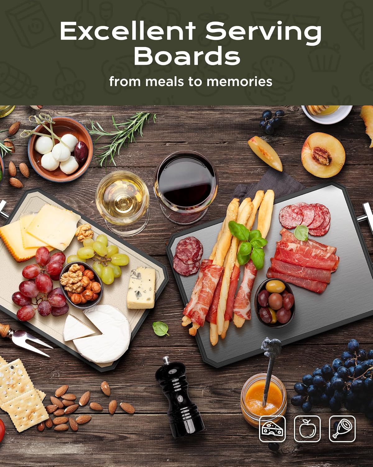 SNOWCLAD Stainless Steel Cutting Board,Double Sided Steel Bread Boards