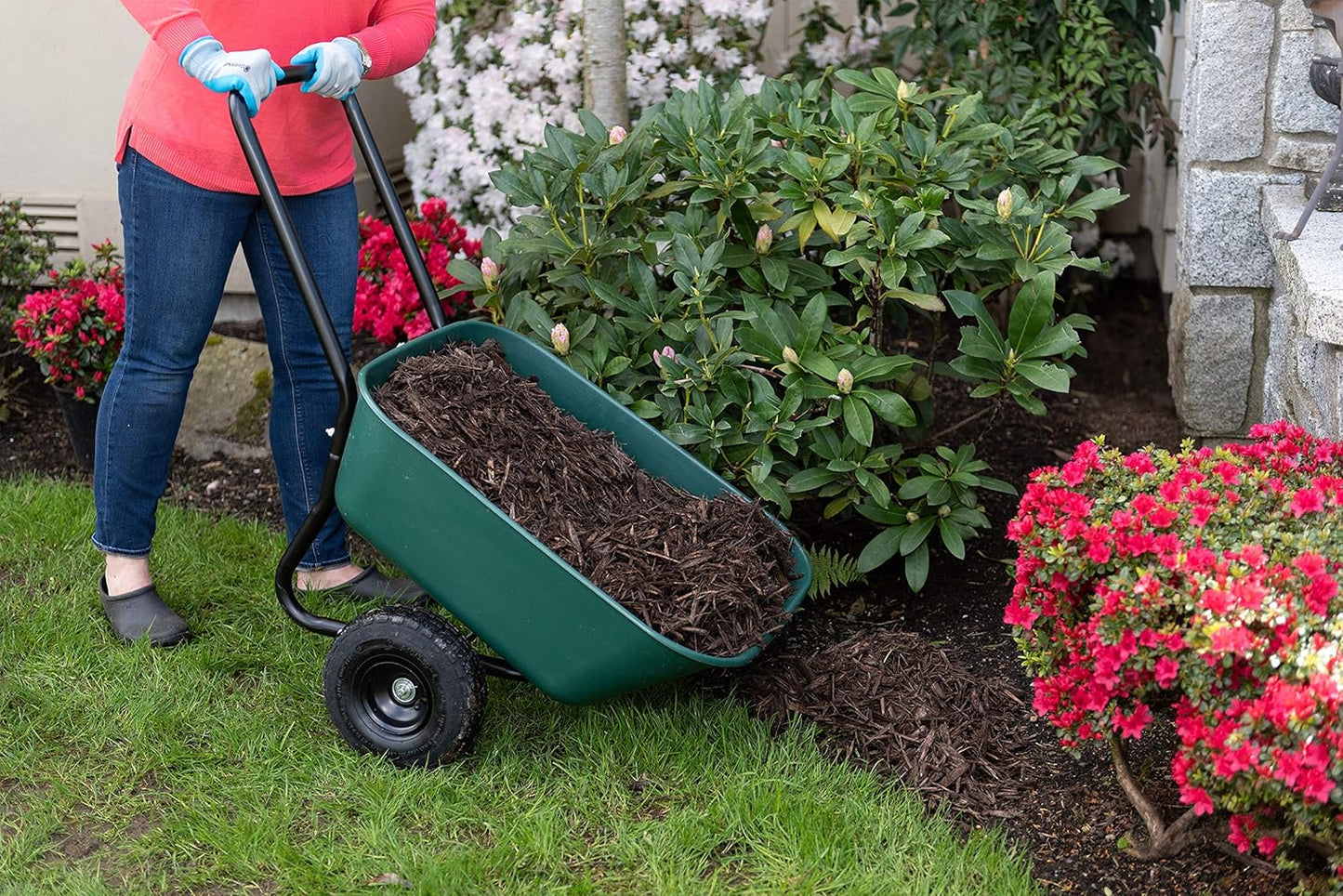 70019 Garden Barrow Dual-Wheel Residential Wheelbarrow Garden Cart