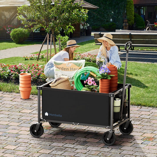 Collapsible Wagon Cart with Wheels, 150L Lightweight Foldable Utility 