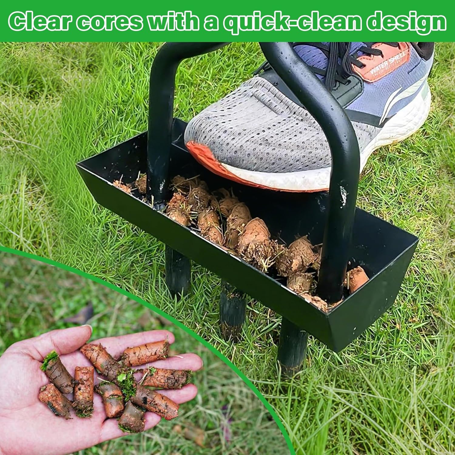 yofit 3-in-1 Manual Lawn Aerator Tool - Core & Spike Aerator with Chan