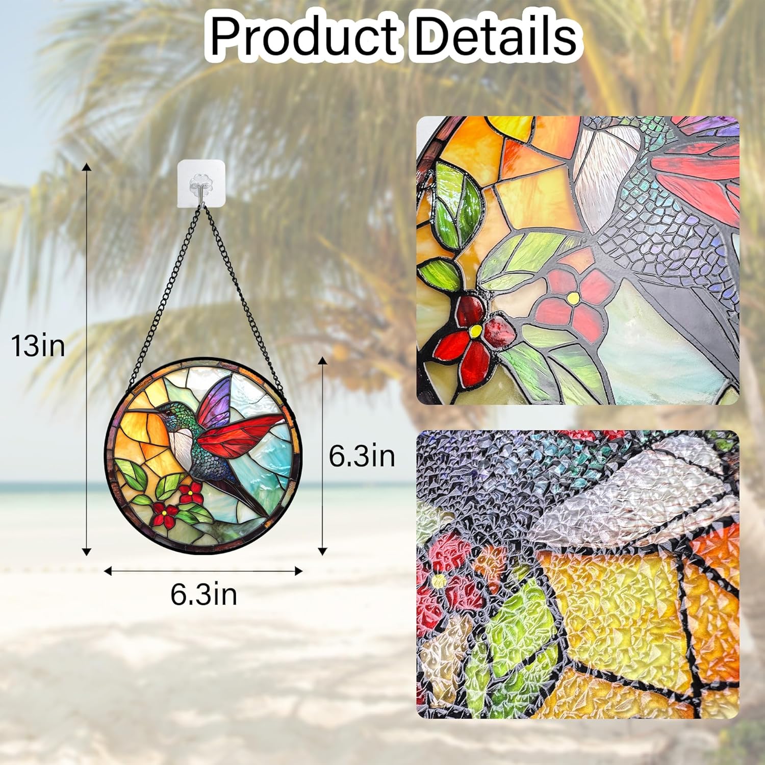 Stained Glass Window Hanging, Hummingbird Gifts Sun Catchers Diamond G