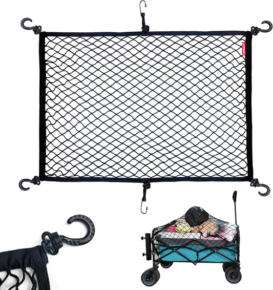 MAMIKO Cargo Net for Utility Folding Wagon, Garden Cart, Folding Trolley Cart, Beach Cart, Made of Heavy-Duty Elastic Nylon net 24"X35.5"to 47"×71"
