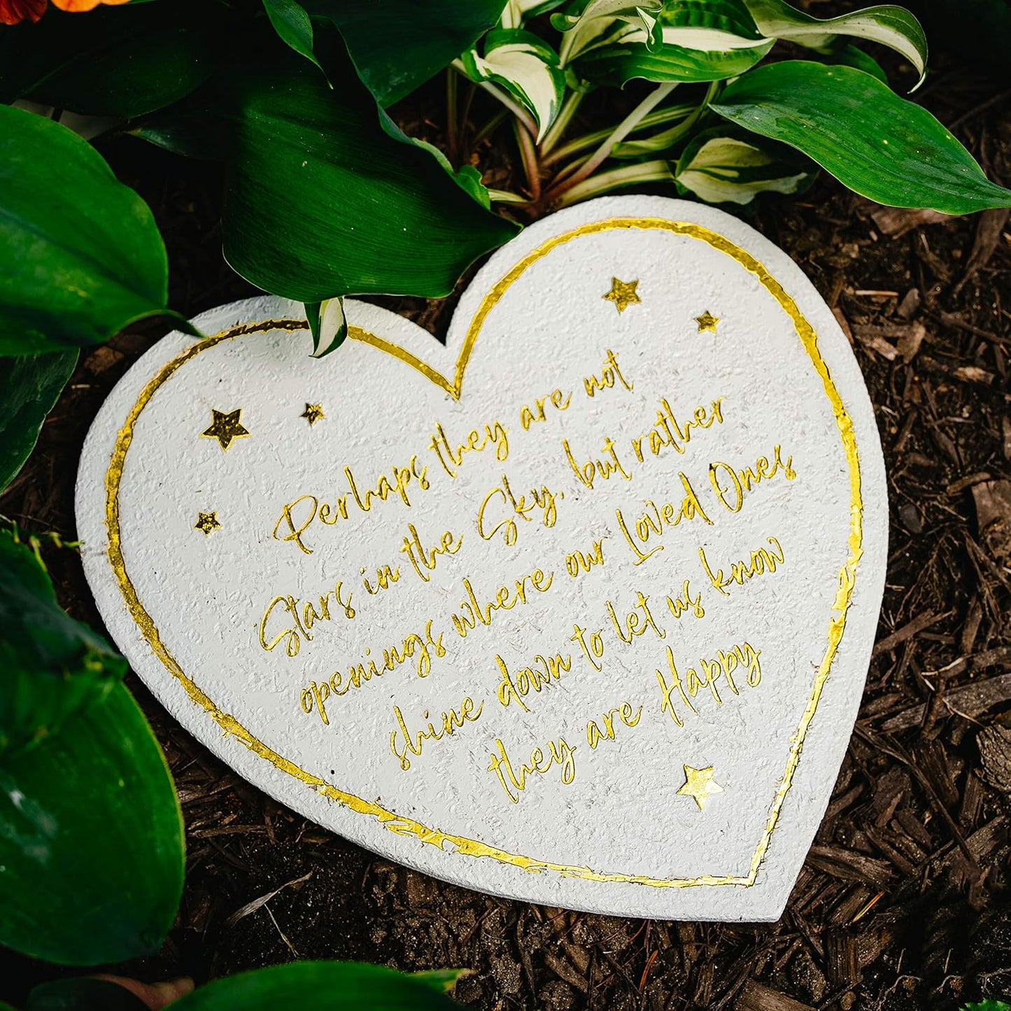 Pavilion Gift Company - Stars in The Sky - 11 Inch Heart Shaped Memorial Resin Garden Stone