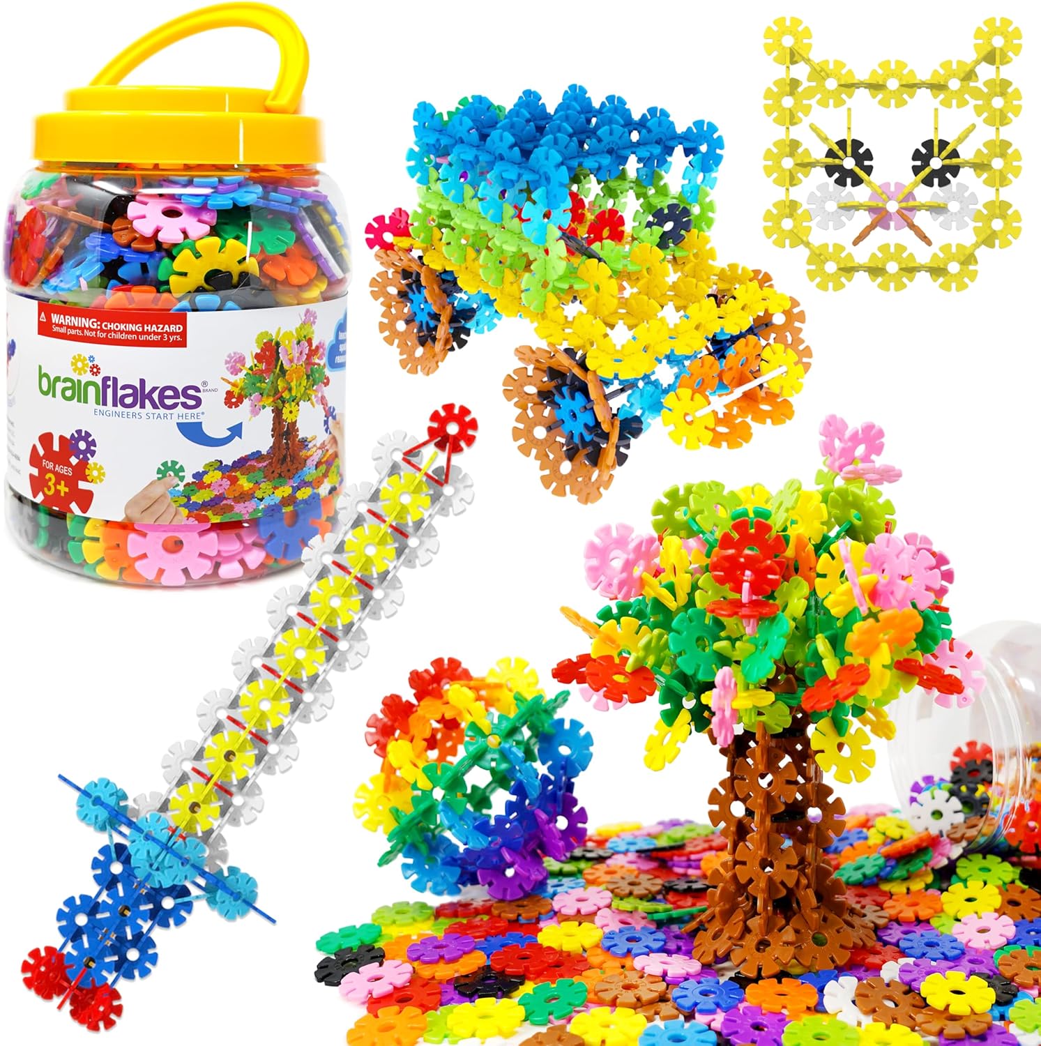 Brain Flakes 500 Piece Set, Ages 3+, Interlocking Plastic Disc Toy for