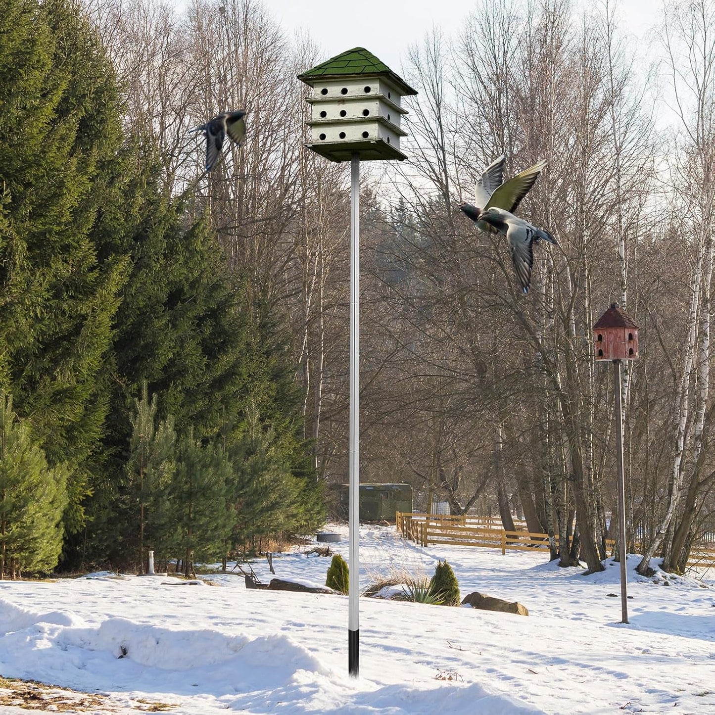 Tandefio 12 ft Telescoping Purple Martin House Pole with Ground Socket Heavy Duty 3-Section Telescoping Pole Purple Martin Bird House Heavy Duty Accessories (1 Pcs)