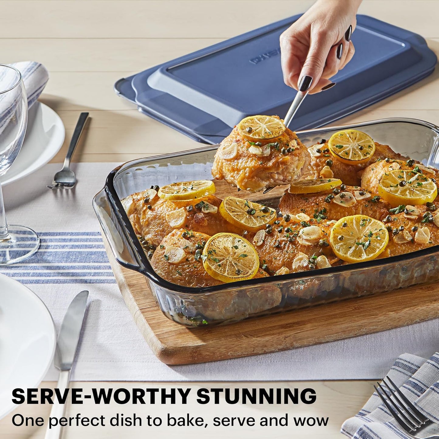 Pyrex Colors Tinted (9x13) Glass Baking Dish with BPA-Free Lid, Oblong