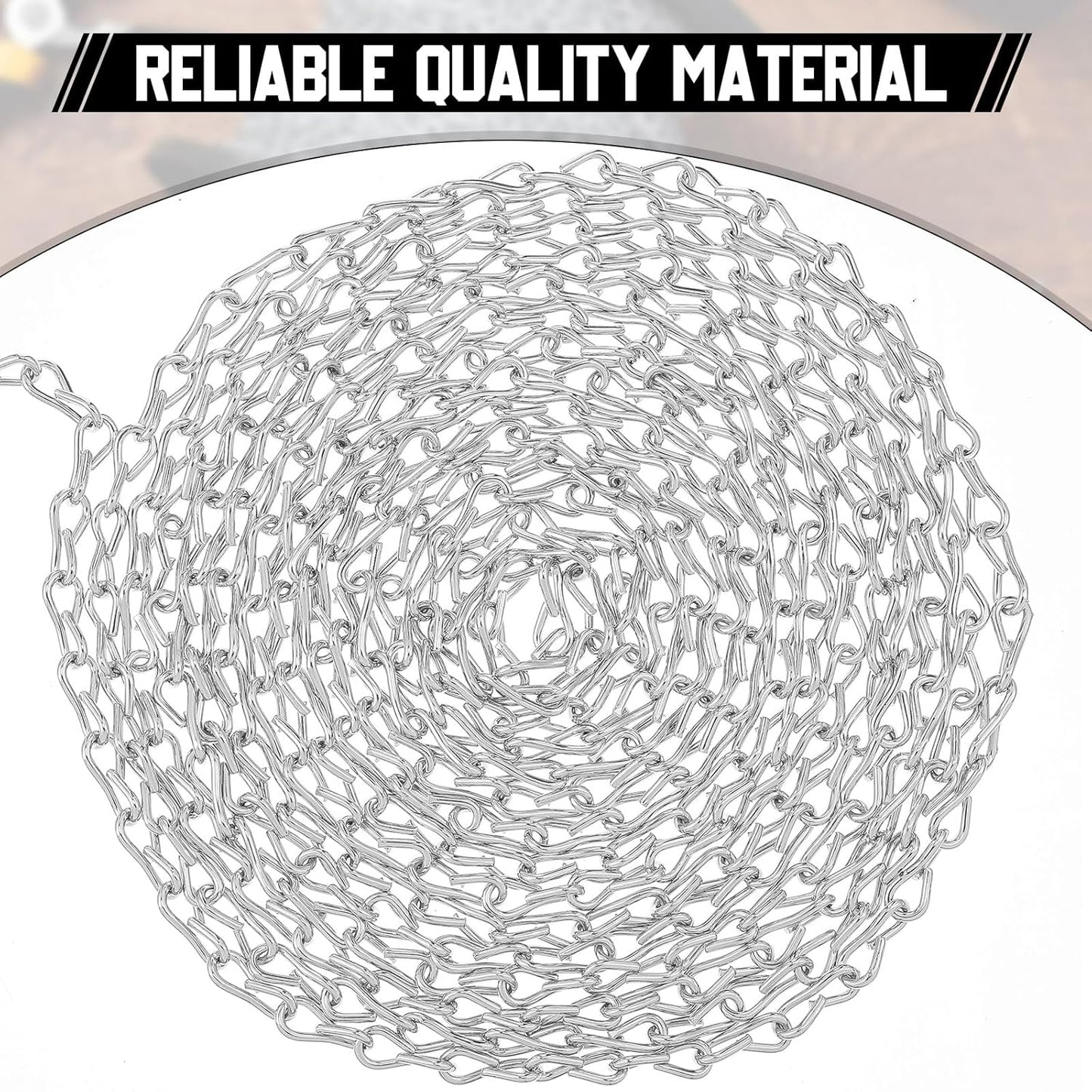 50ft Silver Jack Chain with 10 Pcs S Hooks Galvanized Steel Twist Chain with Spool-weldless for Hanging Fixture, Bird Feeders, Overhead Lights, Artworks, Flowerpots(2mm)