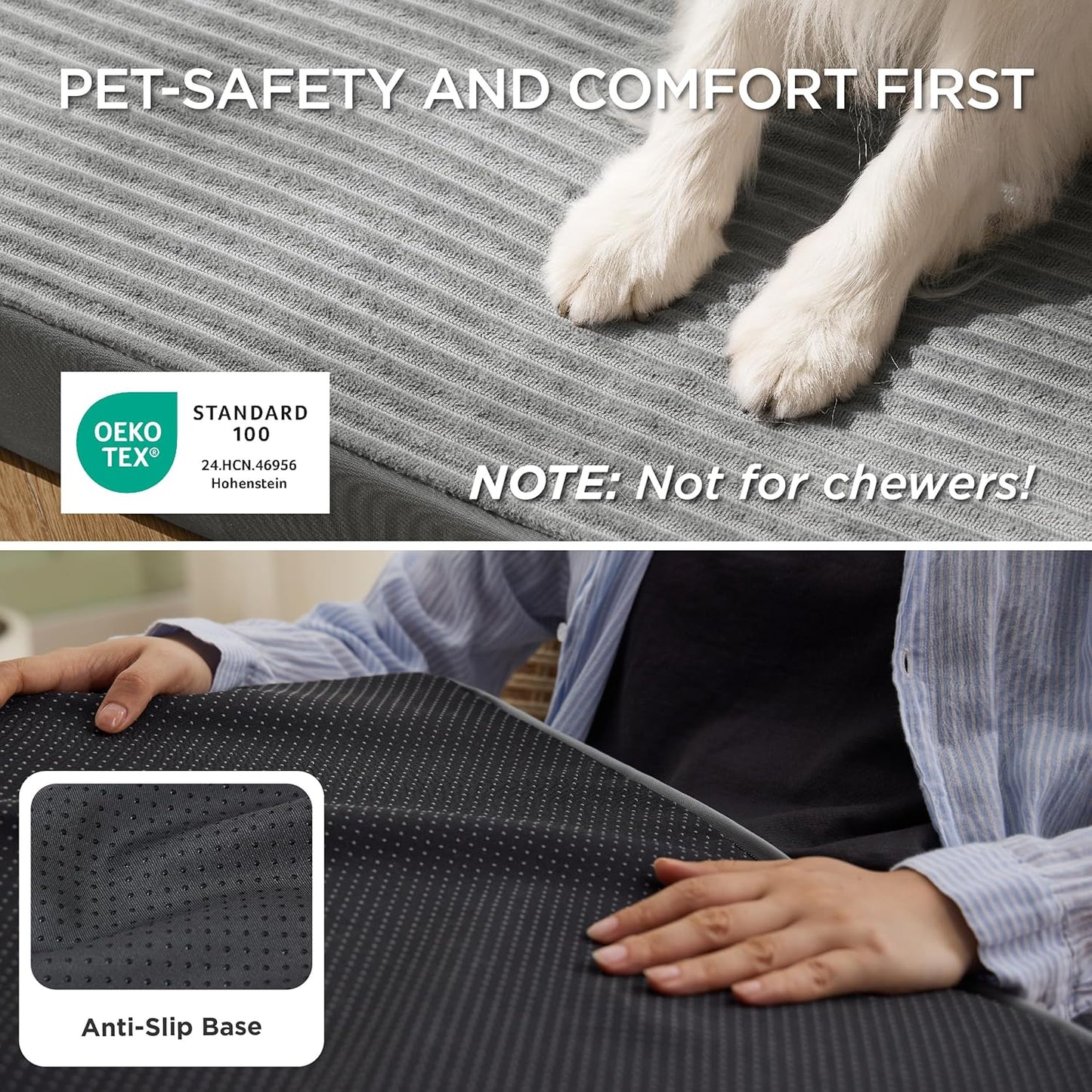 Bedsure ComfyFleece Dog Beds Large Sized Dog- Orthopedic Pet Beds for 