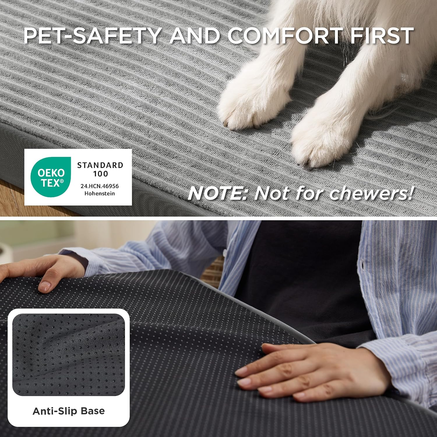 Bedsure ComfyFleece Dog Beds Large Sized Dog- Orthopedic Pet Beds for 