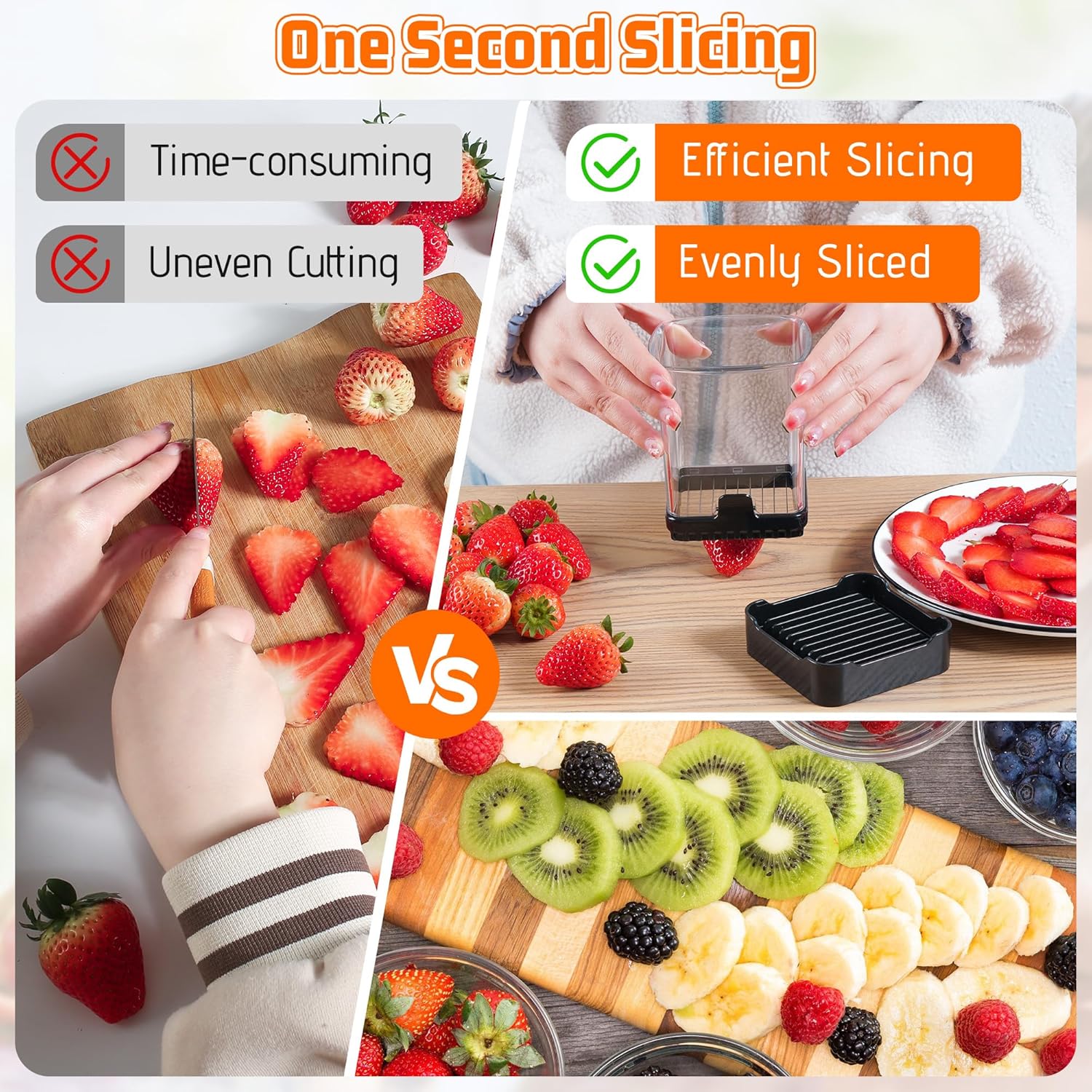 Fruit Slicer Cup for Strawberry, Banana, Hard-Boiled Egg - Detachable 