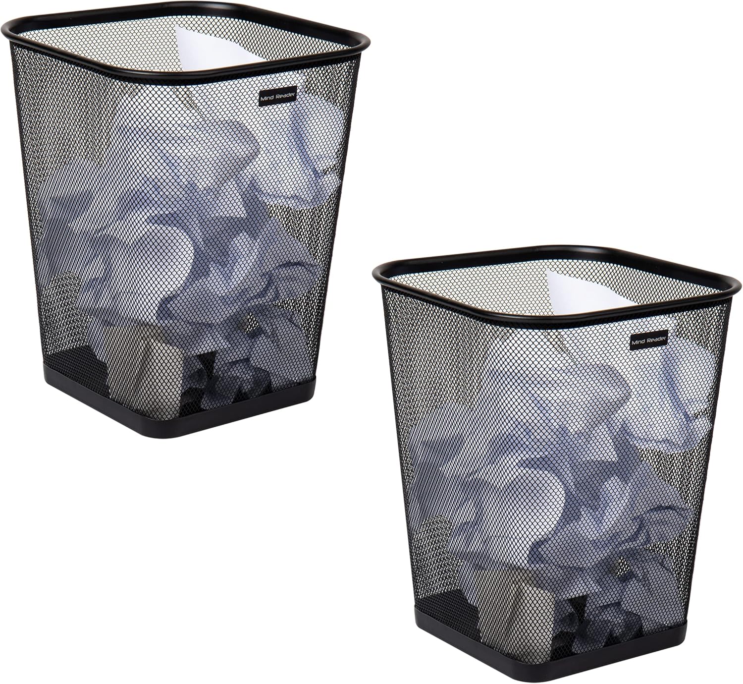 Mind Reader Mesh Trash Can, Waste Paper Basket, Square, Office, Metal 
