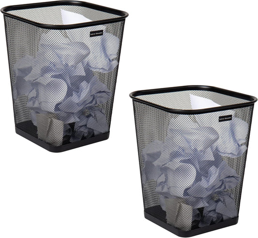 Mind Reader Mesh Trash Can, Waste Paper Basket, Square, Office, Metal 