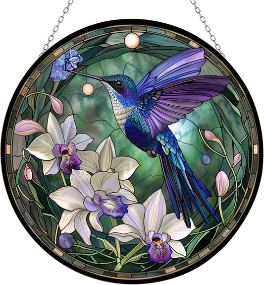 Hummingbird Suncatcher Stained Glass Window Hangings for Women Mom Red Birds Sun Catchers Colorful Ornament Bird Lovers Gift Gifts for Women Mom Wife