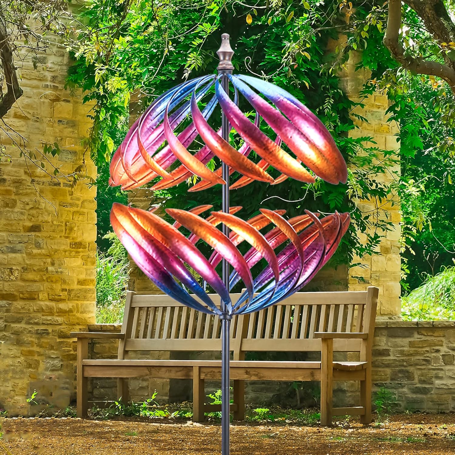 MUMTOP Wind Spinner 360 Degrees Double Steel Metal Wind Sculpture is S