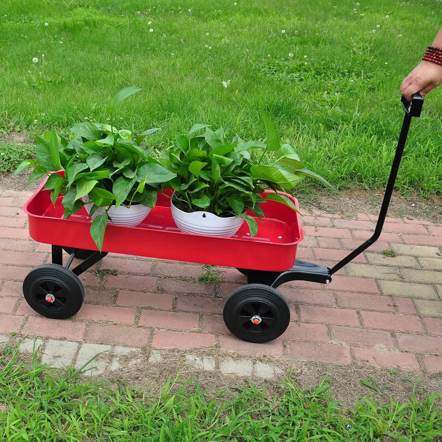 Garden Cart Outdoor Utility Wagon with Solid Wheels Beach Wagon,All Te