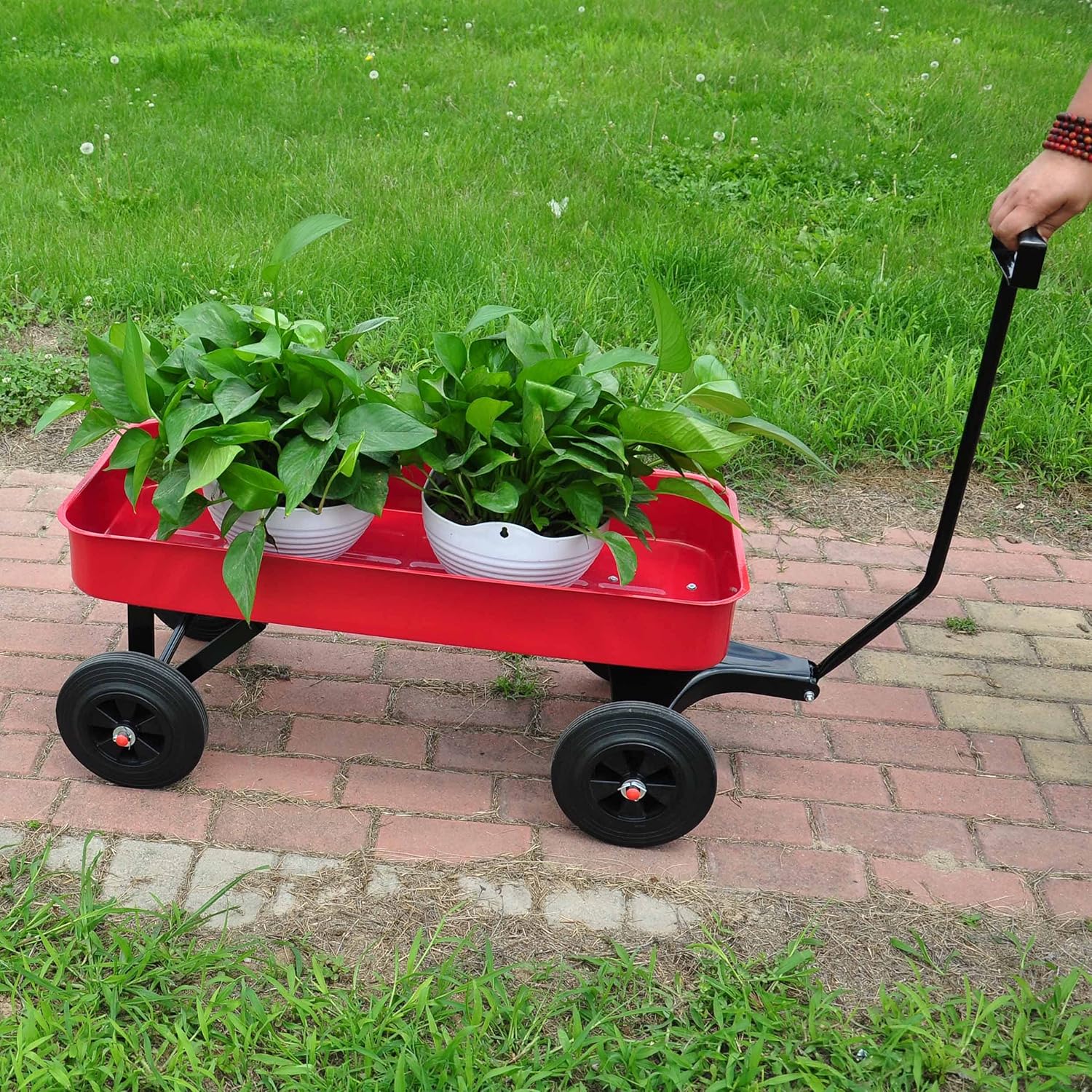 Garden Cart Outdoor Utility Wagon with Solid Wheels Beach Wagon,All Te