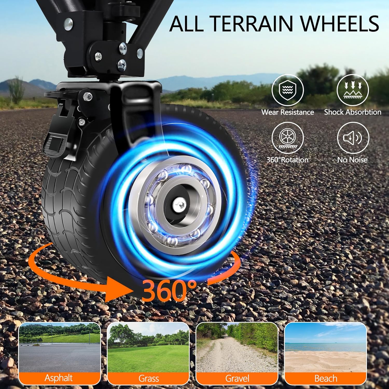 Wagons Carts Foldable with All-Terrain Big Wheels 400 LBS, Heavy Duty 