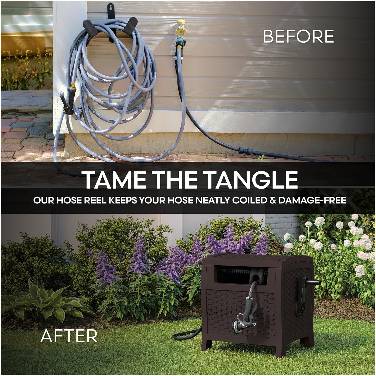 Suncast Hose Reel with Smart Trak Hose Guide, Water-Tight Connection, 
