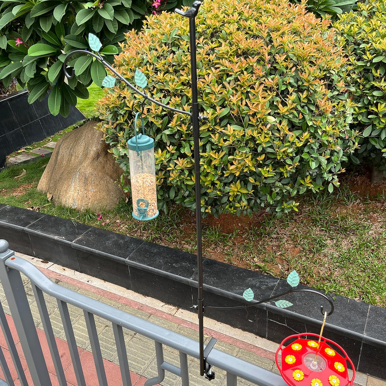 Deck Bird Feeder Hook, Multi-Hook Bird Feeder Hooks for Deck Railing, 