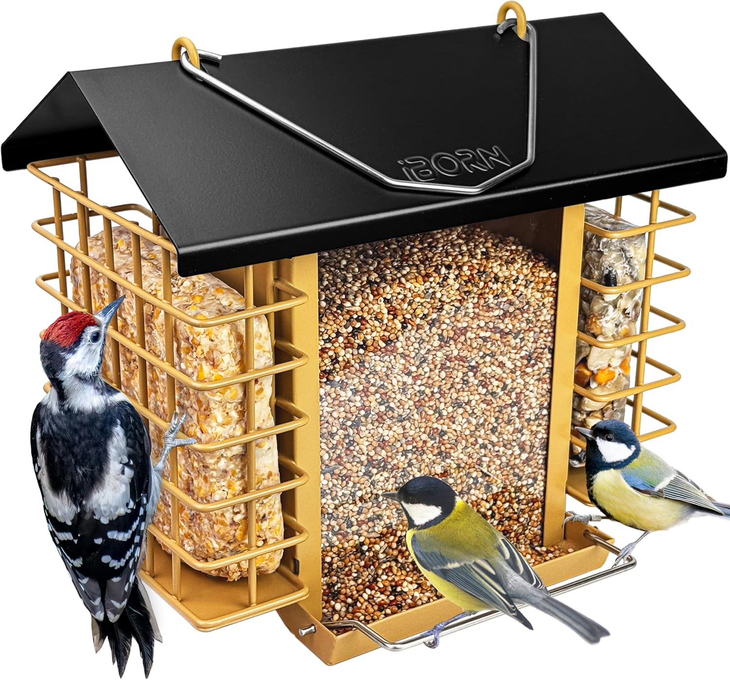 iBorn Bird Feeders for Outdoors,Bird Feeder with Double Suet Holders,S