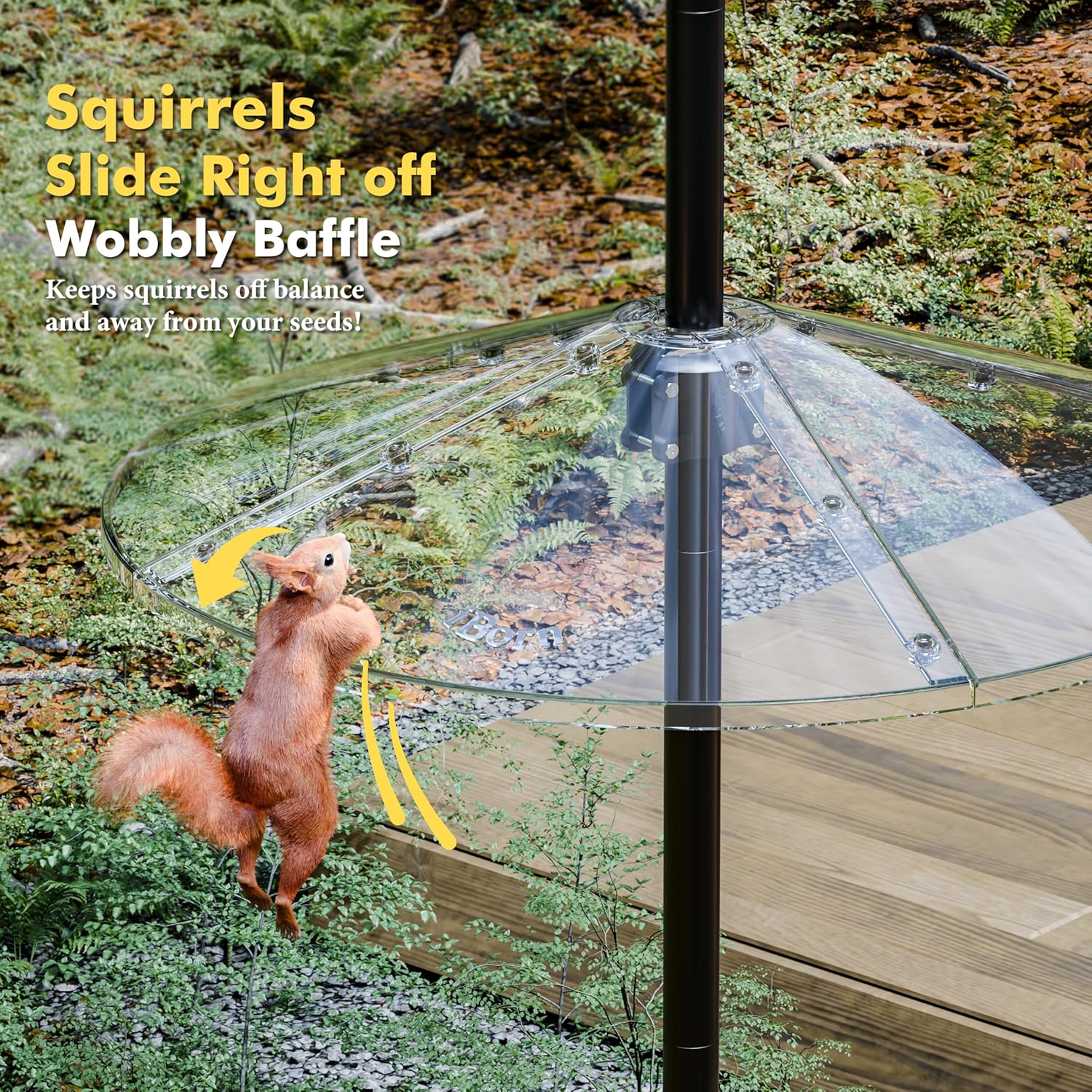 iBorn Squirrel Baffle for Bird Feeder Pole, 19.5” Oversized Squirrel G