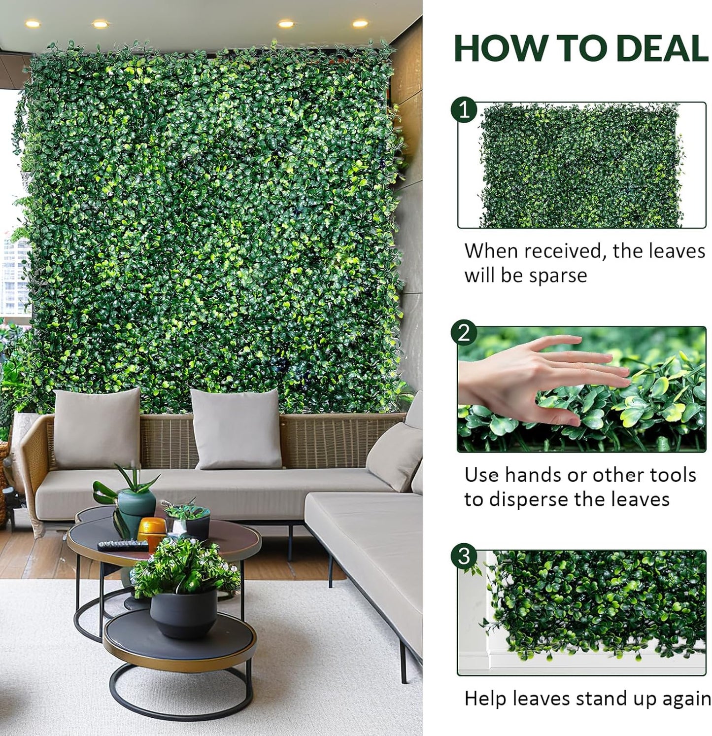 Artificial Grass Wall Panel Backdrop, 24PCS 10"x10" Artificial Boxwood