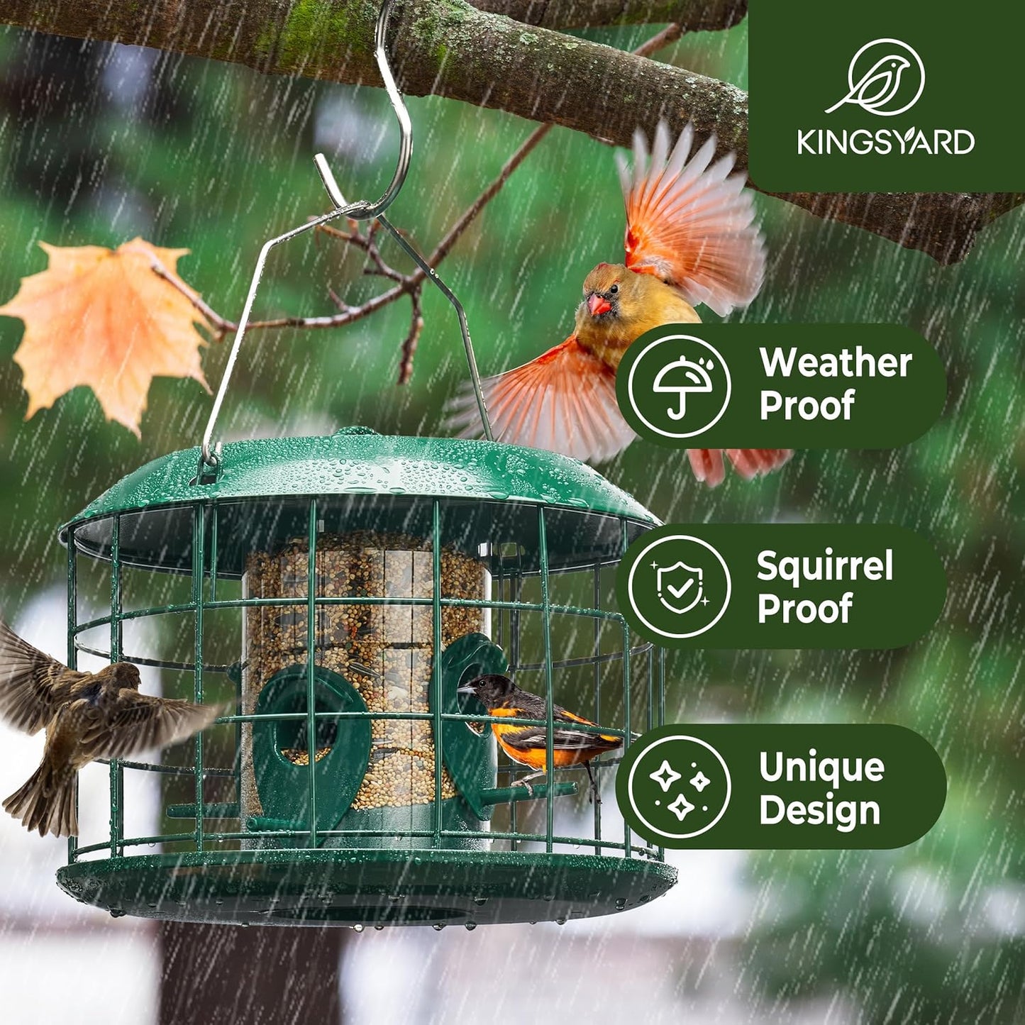 Kingsyard Tube Squirrel Proof Bird Feeders for Outdoor Hanging, Metal 