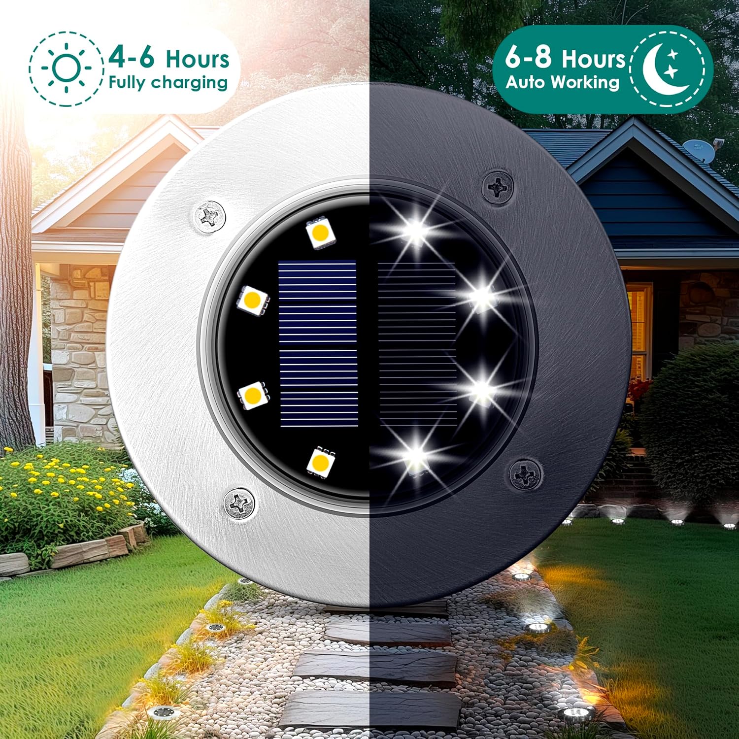 SOLPEX Solar Lights Outdoor Waterproof, 12 Pack Solar Ground Lights, S