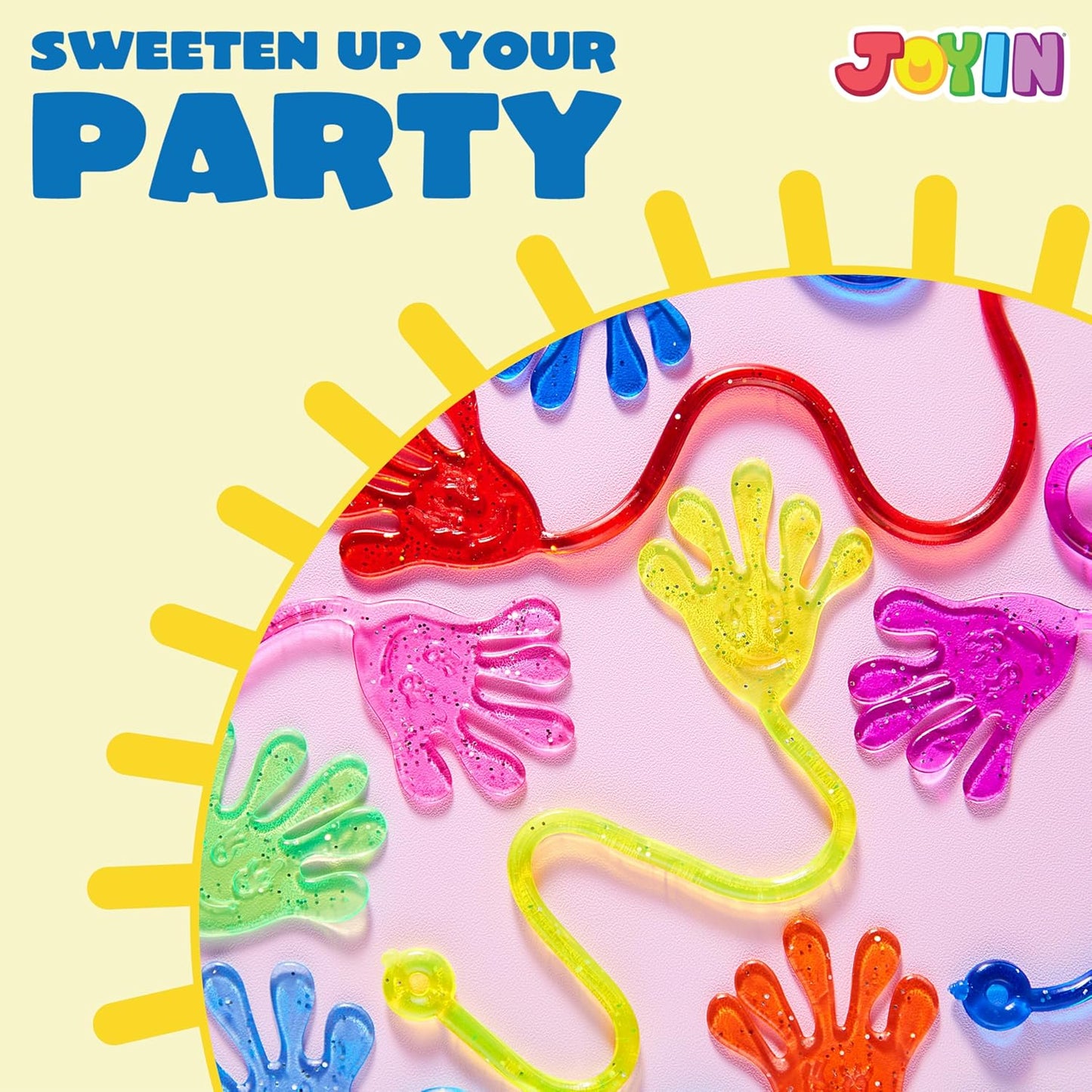 JOYIN 48Pcs Glitter Sticky Hands Party Favors, Easter Egg Fillers Party Favors Set for Kids, Holiday Traditions, Classroom Treasure Box Carnival Prizes Bulk Pinata Stuff Mini Toys, goodie bags