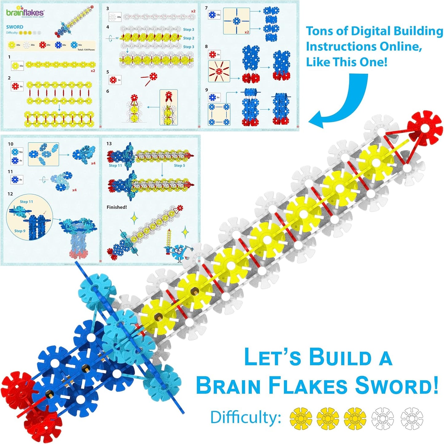 Brain Flakes 500 Piece Set, Ages 3+, Interlocking Plastic Disc Toy for