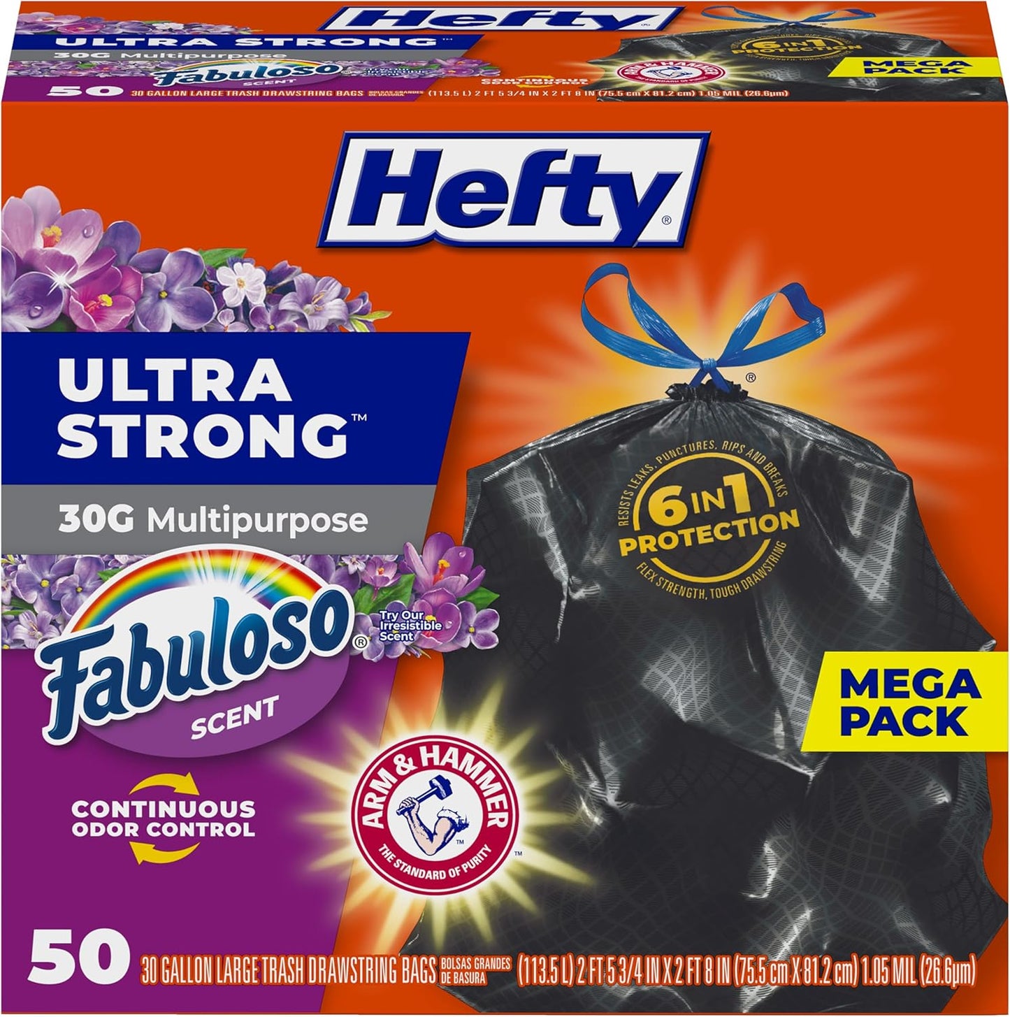 Hefty Ultra Strong 30 Gallon Trash Bags, Large Trash Bags 30 Gallon Si