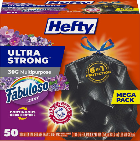 Hefty Ultra Strong 30 Gallon Trash Bags, Large Trash Bags 30 Gallon Si