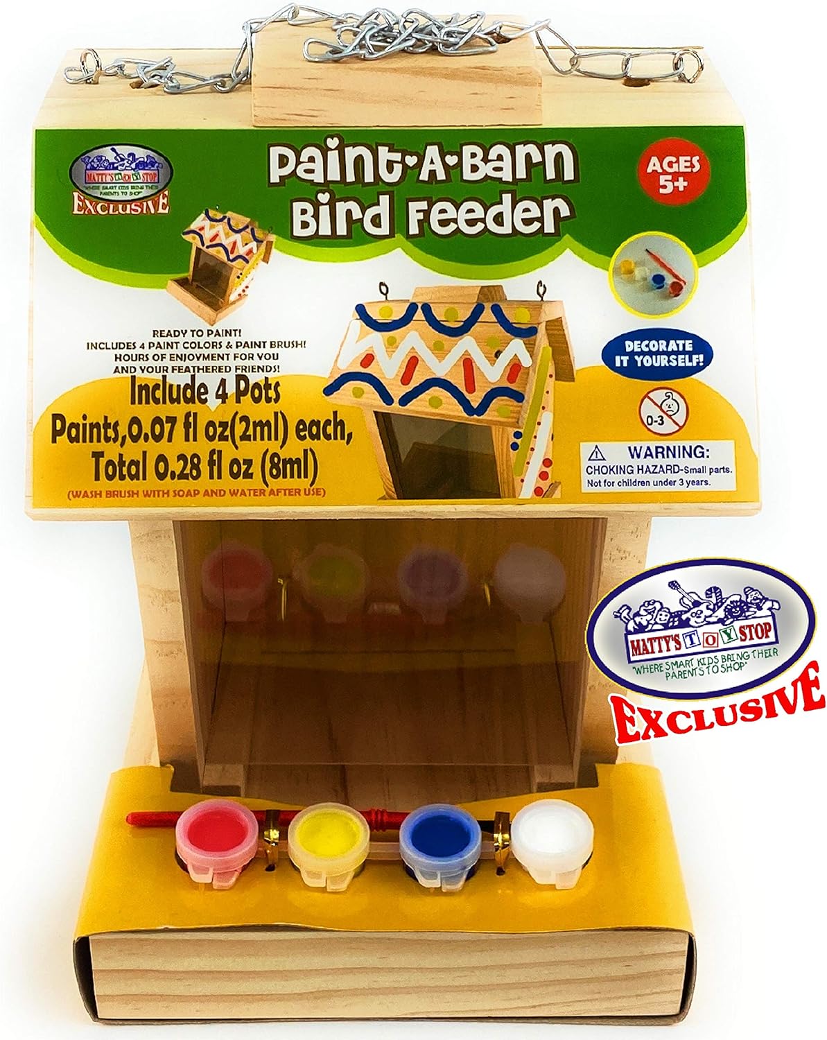 Mɑtty's Toy Stop Paint Your Own Deluxe Large 9" Wooden Bird Feeder (In