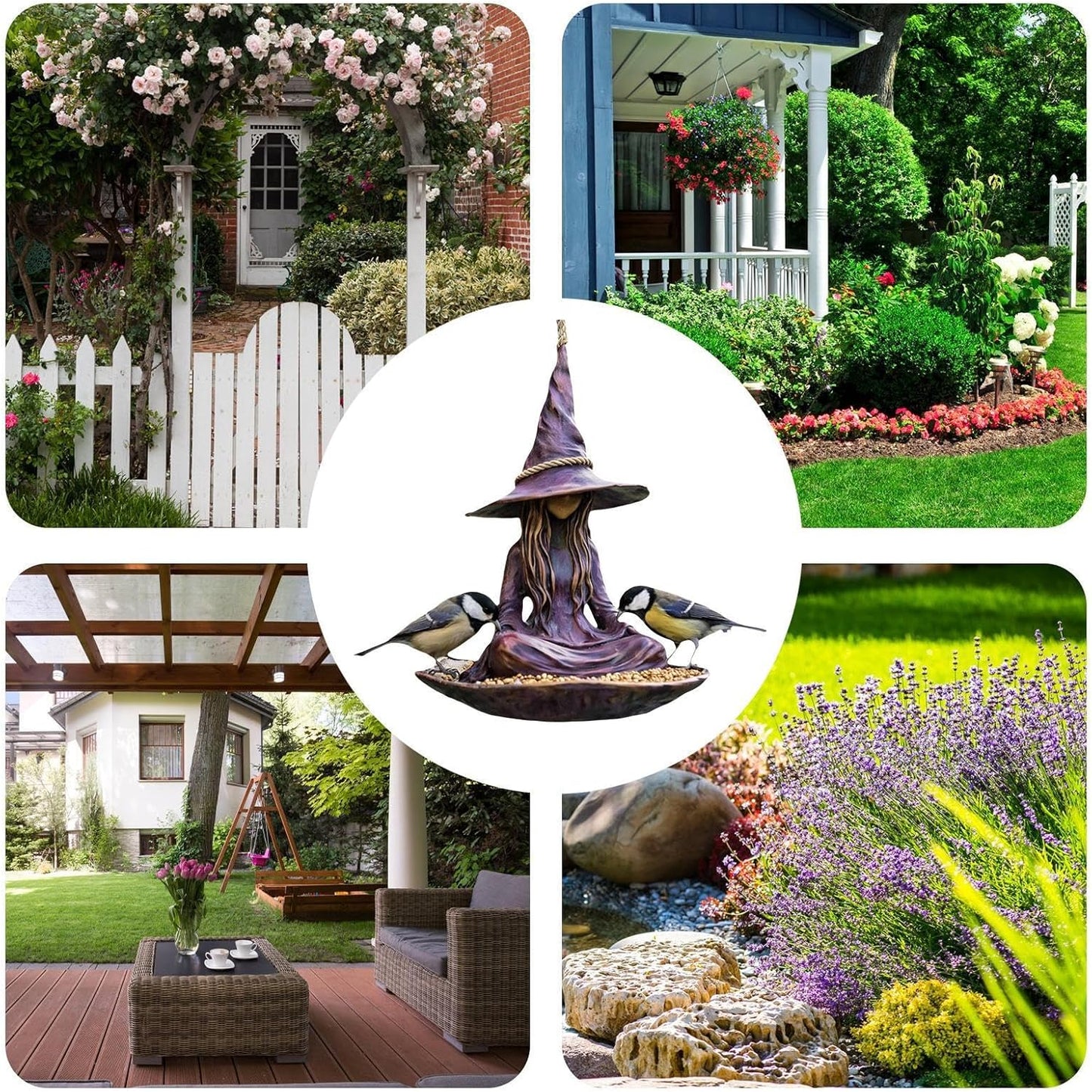Outdoor Bird Feeder Station, Weatherproof Wild Birds Feeder, Hanging Backyard Feeding Tray House, Durable All Season Feeding Container, Garden Bird Watching Accessory, Finches Robins Sparrows
