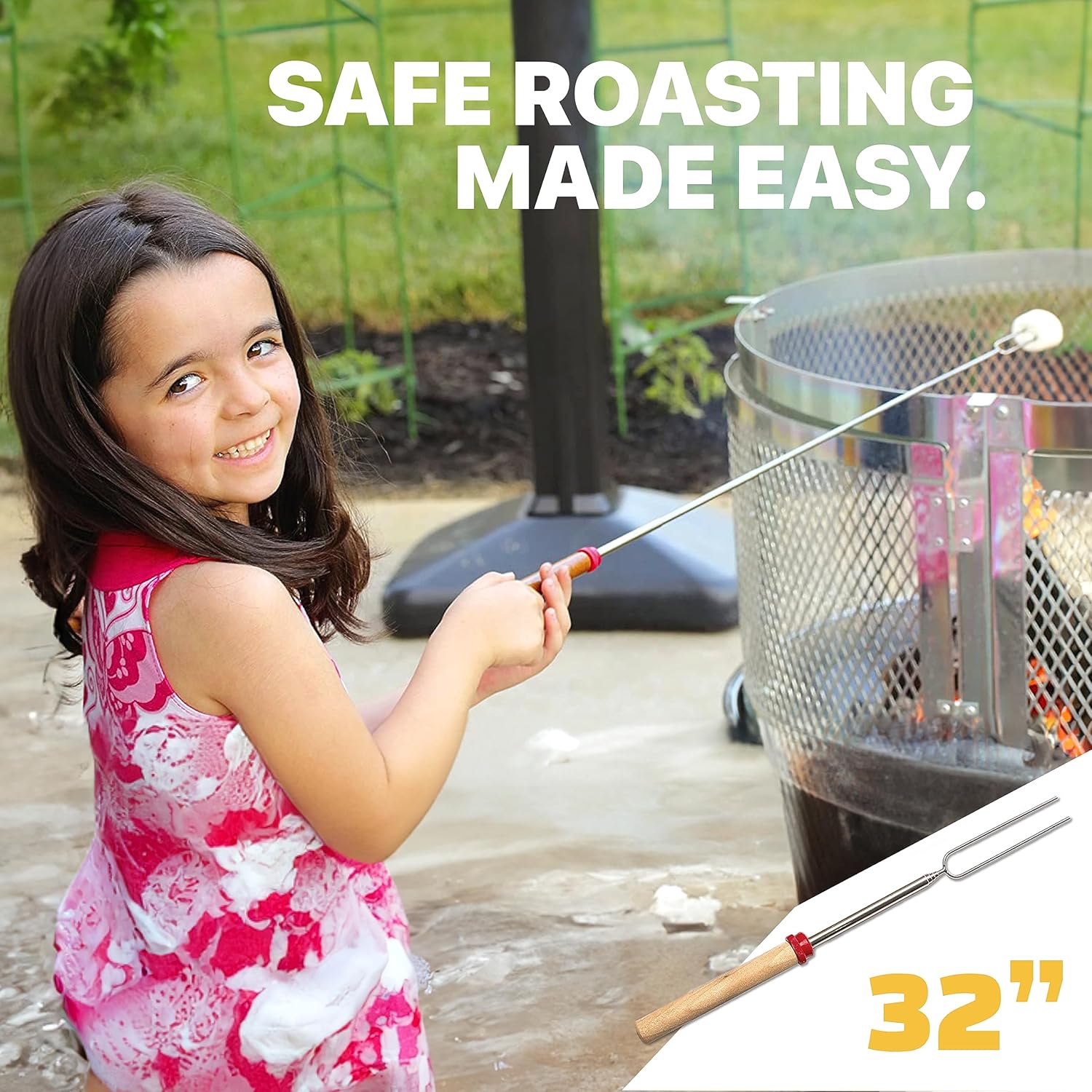MalloMe Smores Sticks for Fire Pit Long - Marshmallow Roasting Sticks 