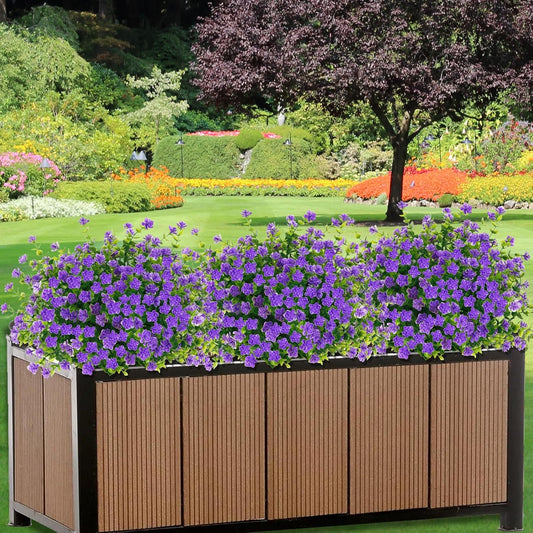 Outdoor Artificial Plants, 20 PCS Artificial Flowers, UV Resistant Fake Flowers,Faux Flowers for Outdoor Garden Porch Yard Decor,Bluish Violet