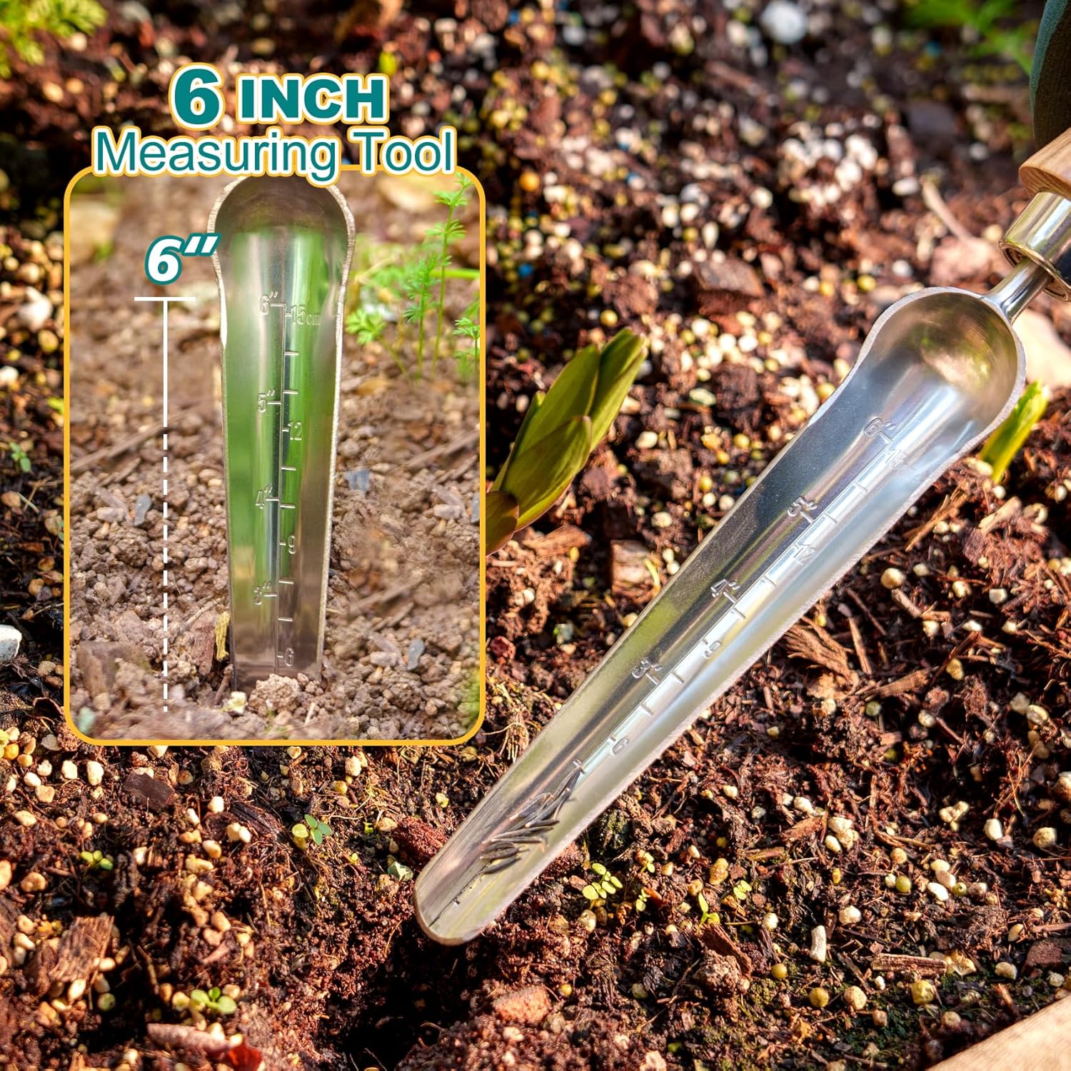 Berry&Bird Seeding Widger,Stainless Steel Seed Dibber Tool with Measur